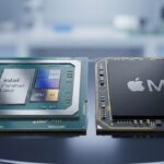 Comparativ procesor Intel Panther Lake și Apple M5 în test de eficiență energetică și performanță.