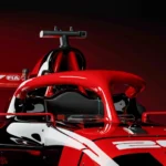Monopost roșu de Formula 1 pentru 2026, cu sistemul Halo vizibil și design aerodinamic actualizat.