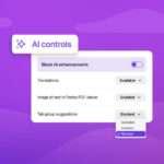 Captură de ecran a meniului Firefox cu opțiuni pentru dezactivarea funcțiilor AI, inclusiv setări de confidențialitate și personalizare.
