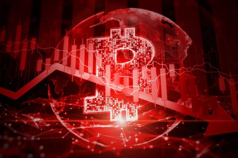 Grafic cu evoluția prețului Bitcoin în februarie 2026, evidențiind scăderea sub 63.000 de dolari.