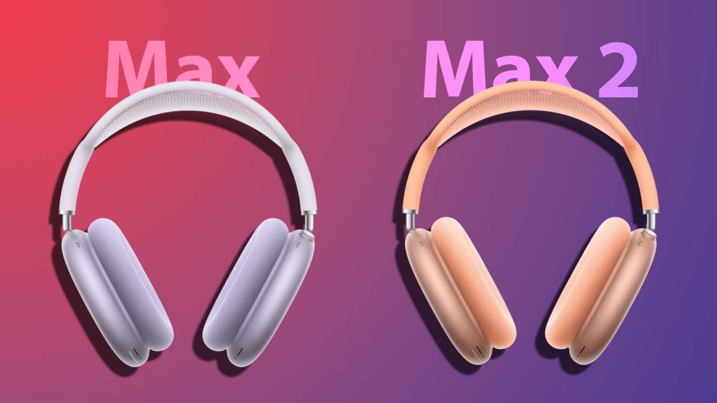Comparativ între căștile AirPods Max și AirPods Max 2, evidențiind asemănările în design și construcție
